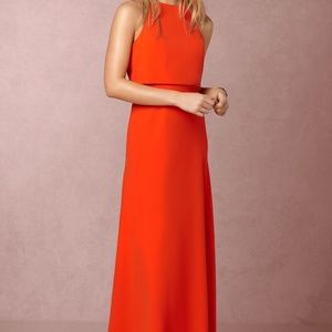 Jill Stuart Iva Crepe Maxi in Tangerine